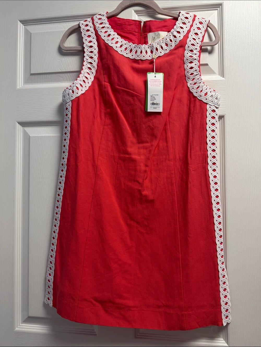 Lilly Pulitzer red Sadie shift romper with white eyelet trim